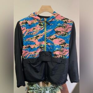 Black Jack Vintage 1999 Camo Colorblock Half Zip Windbreaker Hoodie Size L